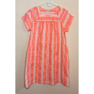 Gap Women's Coral & White Tie-Dye Short Sleeve Cotton Dress Size Large Beachy